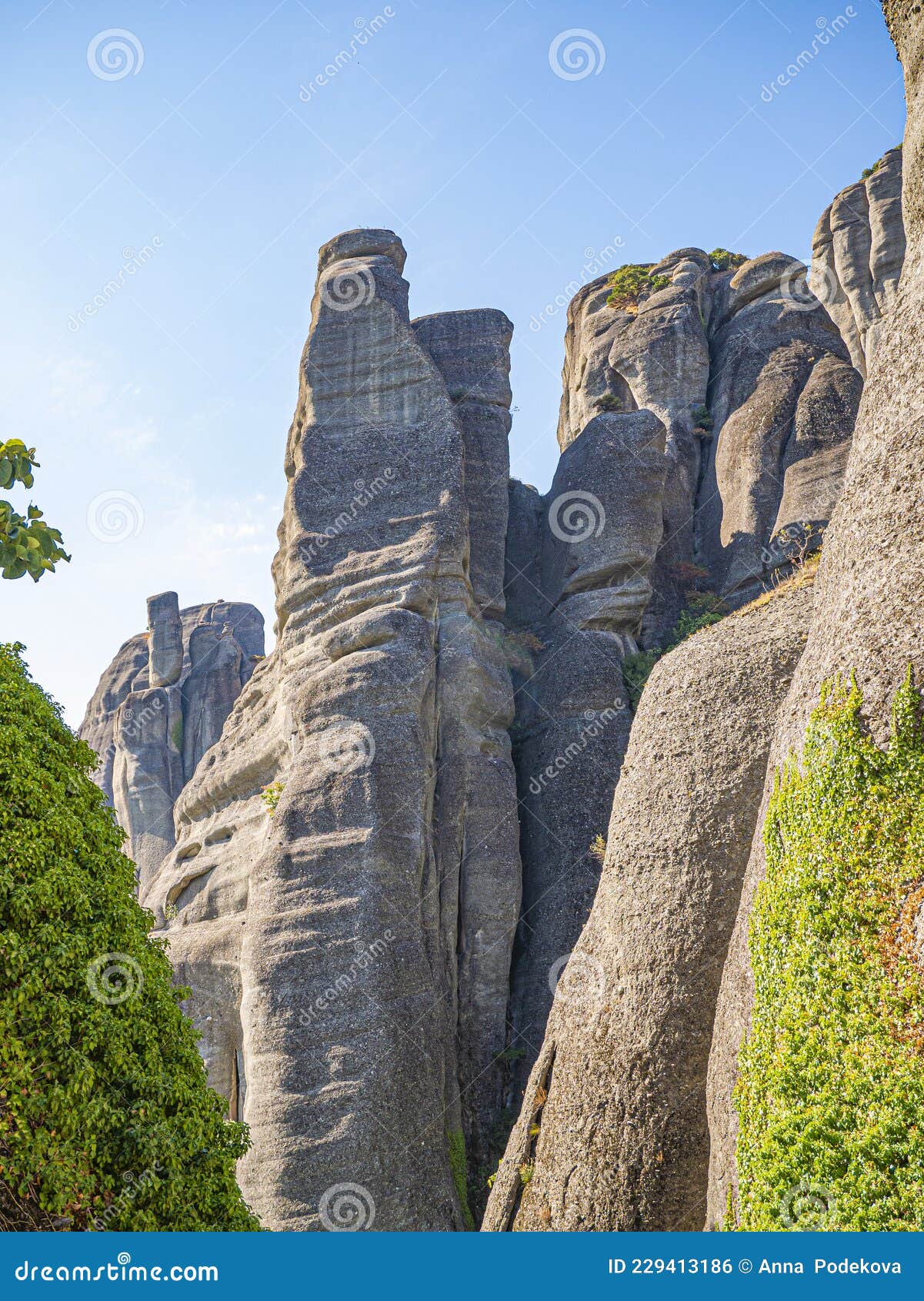 meteora cliffs landscapes. holly monasteries territory.
